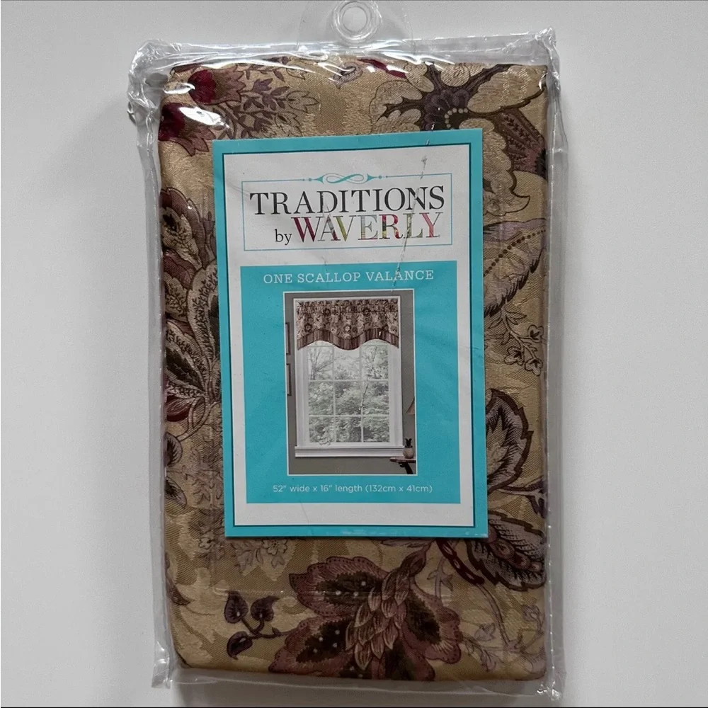 Waverly Traditions Navarra Antique Scalloped Valance Jacobean 52x16